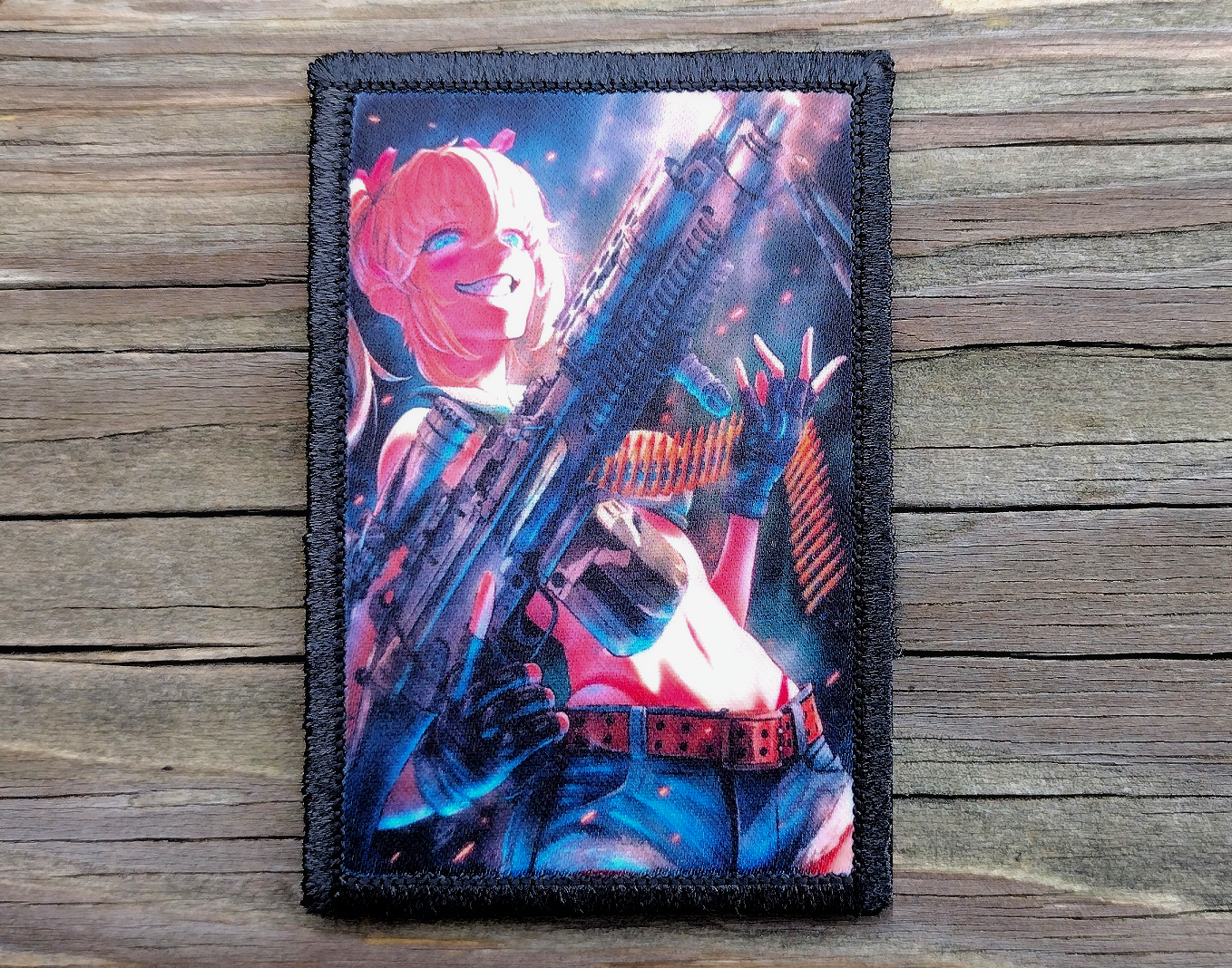 Anime Girl Machine Gun Morale Patch