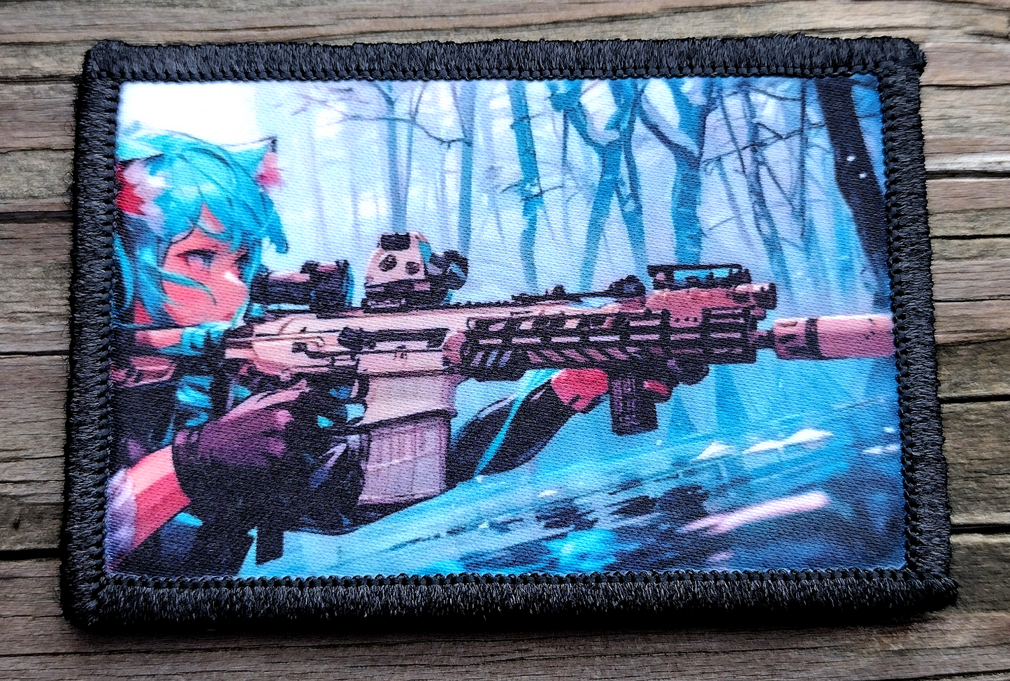 Girl Shooting Rifle Morale Patch