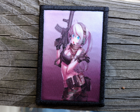Blonde Anime Rifle Pinup Morale Patch