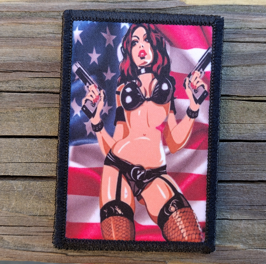 American Flag Guns Pinup Girl Morale Patch