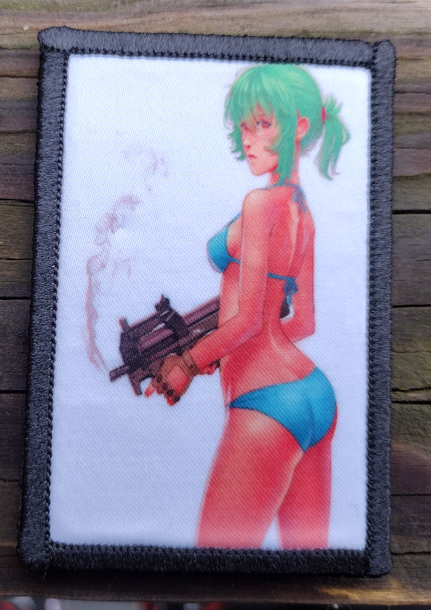 Anime Green Hair Rifle Morale Patch