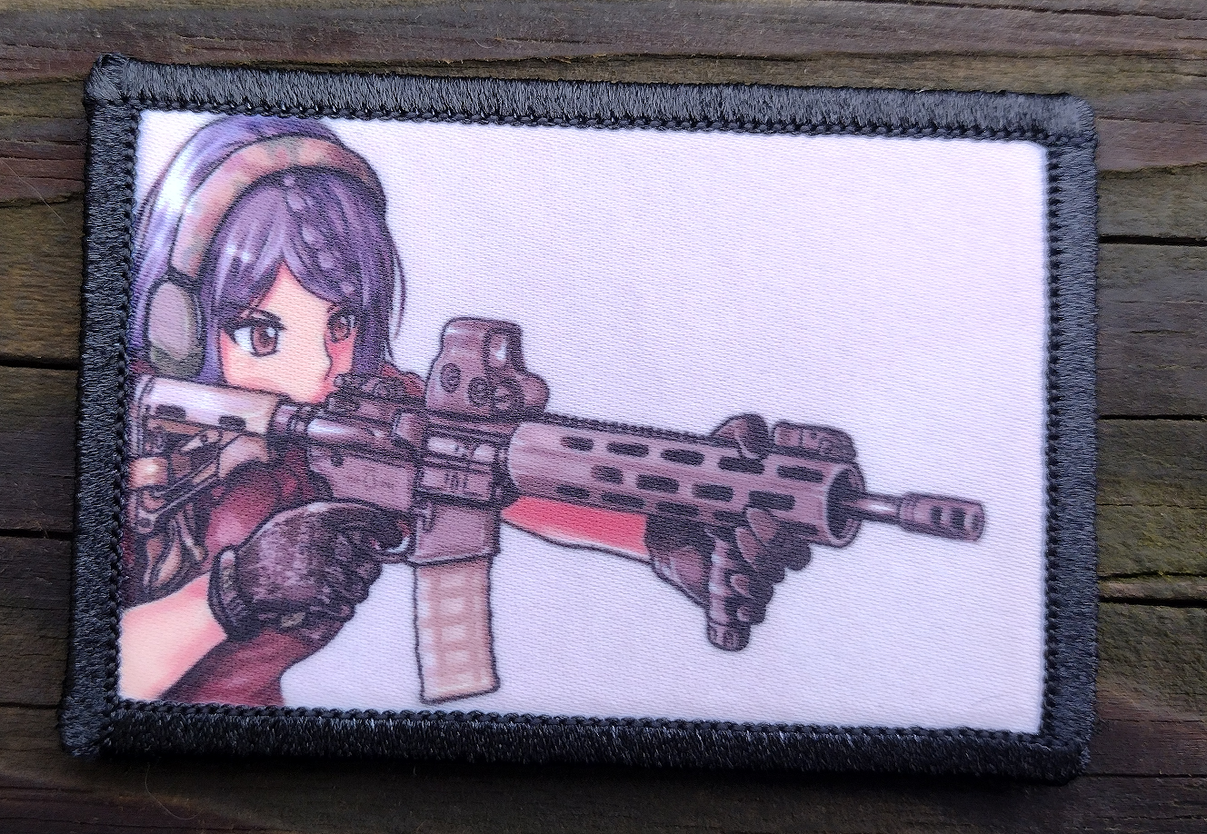 Girl Shooting Rifle Morale Patch